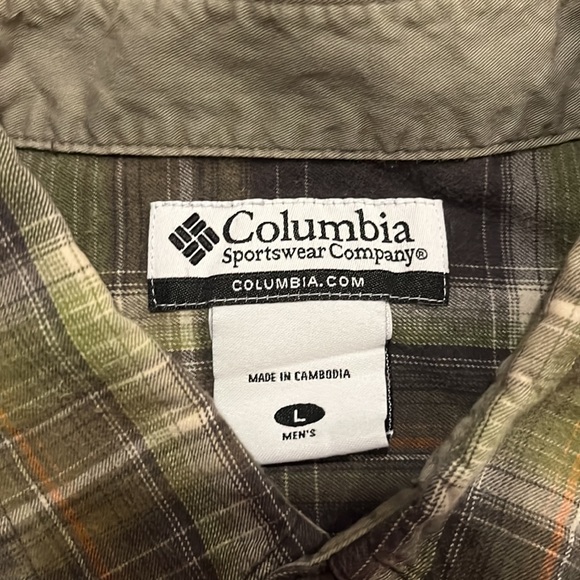 Columbia Button Down Shirt Long Sleeve Green Plaid Large - Picture 2 of 4